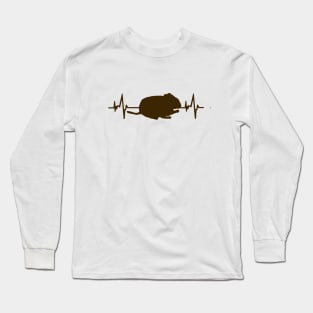 cute Degu heartbeat. Beautiful Octodon rodent Long Sleeve T-Shirt